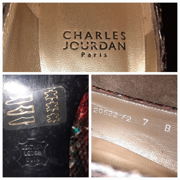 CHARLES JOURDAN Snake Embossed Leather Pumps Multicolor Sz 7B - Picture 9 of 9